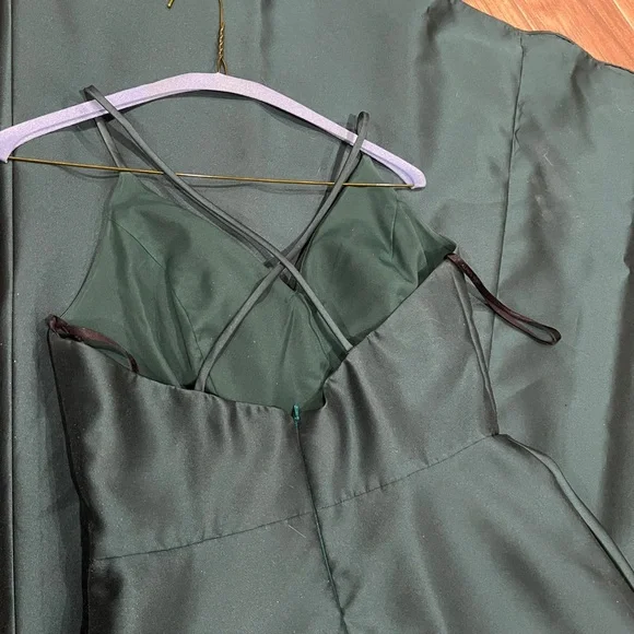 Alfred Sung Prom Formal Dress Criss Cross Back Strap Hunter Green size 8 10 EUC - Picture 4 of 7